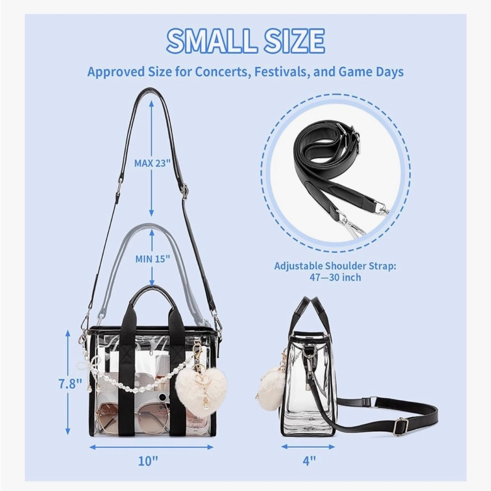 BRAND NEW WITH TAGS Clear Tote/Crossbody Bag for Stadium Events/Beach Days - Picture 2 of 6